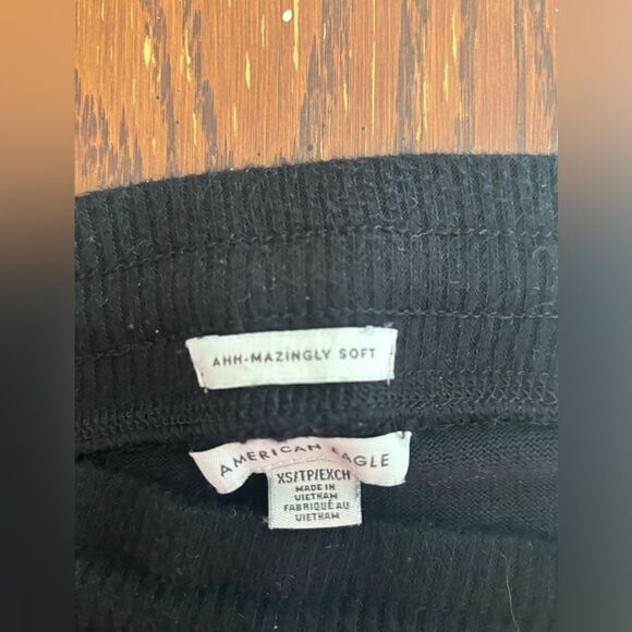 American Eagle black soft drawstring brushed fleece jogger size XS - Picture 3 of 10